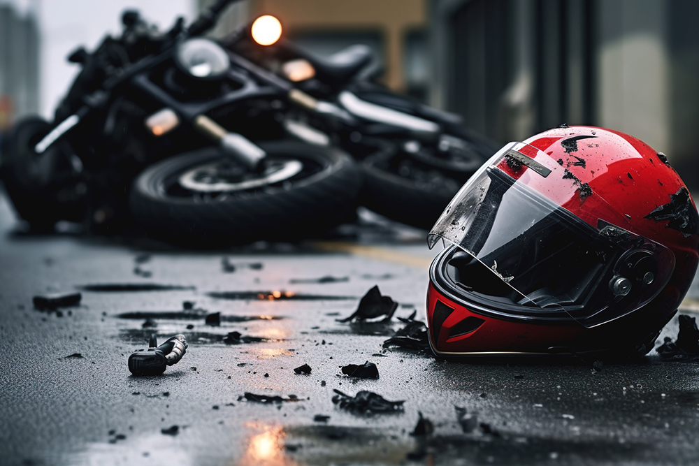 Red Helmet and Motorcycle of Man Brought To Chiropractor After Accident in Phoenix Arizona
